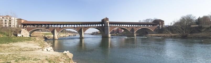 Pavia, covered bridge over the river Ticino