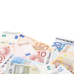 Multiple bank note euro bills