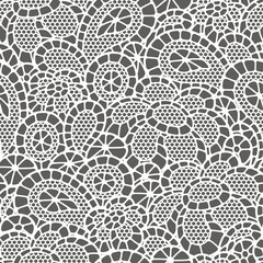 Seamless vintage fashion lace pattern with abstract flowers - obrazy, fototapety, plakaty