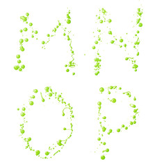 Letters made with the drops of paint