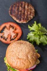 Closeup of classic burger