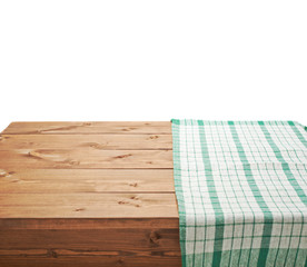 Tablecloth or towel over the wooden table