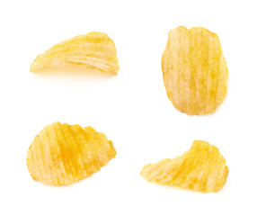 Yellow ribbed potato chips