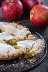 homemade apple pie and fresh fruits