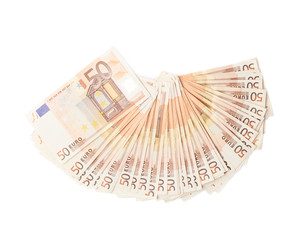 Fifty euro bank notes arranged like a fan