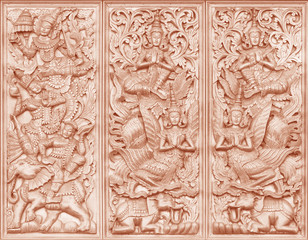 Fototapeta na wymiar Wood carving Buddhist