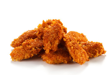 Fried chicken nuggets and vegetables