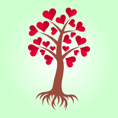 Tree with hearts and roots