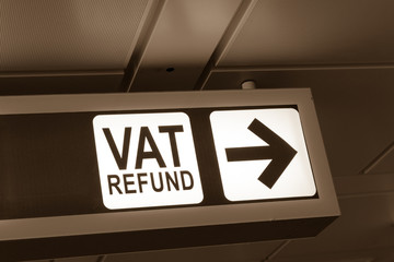 VAT Refund sign in Fiumicino airport, Rome