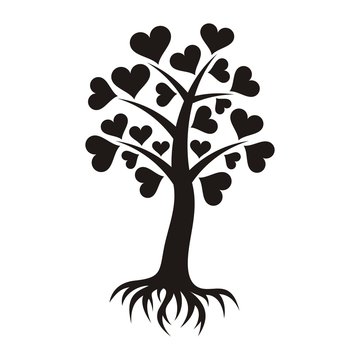 Tree with hearts and roots