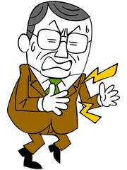 胸を押さえる中年ビジネスマン