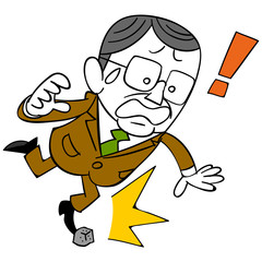 躓く中年ビジネスマン
