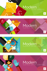 Collection of flat web infographic concepts and banners, various