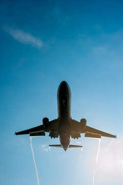 big passenger airplane comes in to land