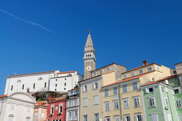 Fototapeta premium Picturesque old town Piran - Slovenian adriatic coast, Tartini
