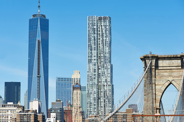 Brooklyn Bridge with lower Manhattan skyline