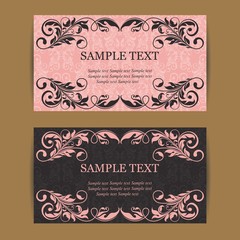 Floral vintage business cards, invitations or announcements