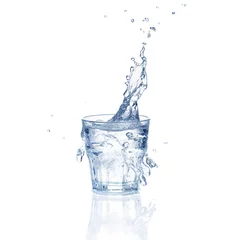 Fotobehang Fresh water splash in a glass isolated on white background © dmitry_dmg