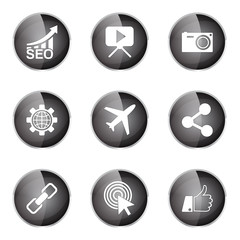 SEO Internet Sign Black Vector Button Icon Design Set 1
