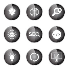 SEO Internet Sign Black Vector Button Icon Design Set 2