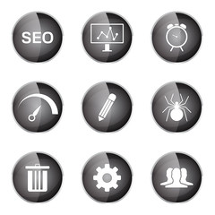 SEO Internet Sign Black Vector Button Icon Design Set 8