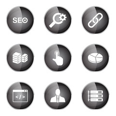 SEO Internet Sign Black Vector Button Icon Design Set 11
