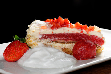 Summer strawberry cake in the form of a rustic