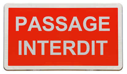 panneau rectangulaire rouge passage interdit
