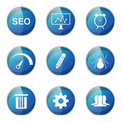 SEO Internet Sign Blue Vector Button Icon Design Set 8