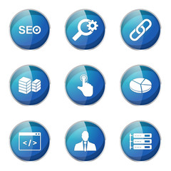 SEO Internet Sign Blue Vector Button Icon Design Set 11