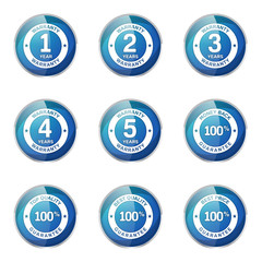 Warranty Guarantee Seal Blue Vector Button Icon Design Set
