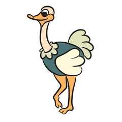Cute cartoon ostrich. Vector illustration