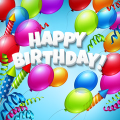 Happy birthday greeting card with  balloons. Vector illustration