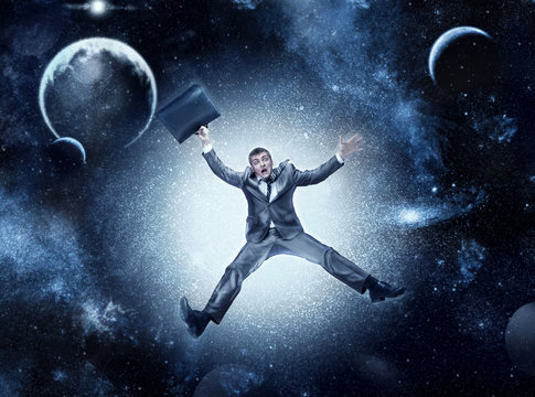 Businessman in space