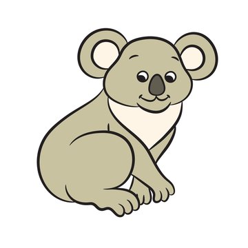 Illustration of cute cartoon koala bear.
