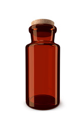 Brown glass pharmacy bottle isolated on white