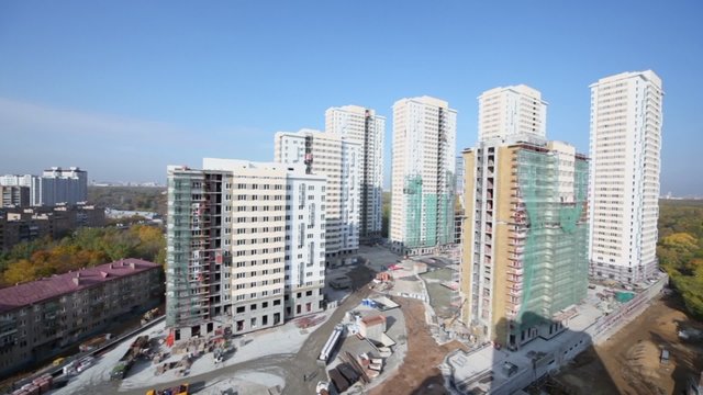 Seven buildings under construction of residential complex