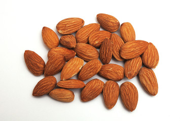 Isolated pile of almonds