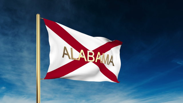 alabama flag slider style with title. Waving in the wind with