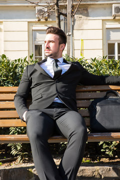 Business man relaxing in the sunlight..