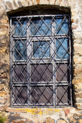 barred window in Jihlava ramparts of the 17th century