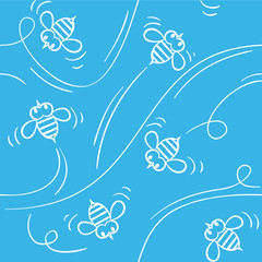 Seamless pattern with funny bees