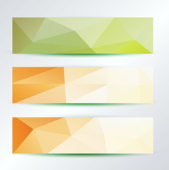 set of bright triangles pattern banners template, vector