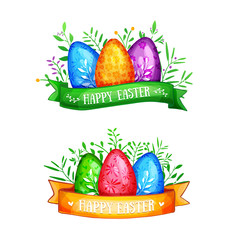 Template logo, icon, decorative element for a happy Easter. Set