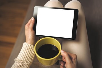 Woman on the sofa with tablet pc