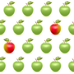 Realistic apples seamless pattern.