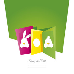 Easter symbol bunny egg chick green background