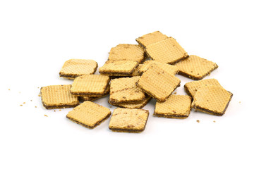 Wafer chocolate cream on white background