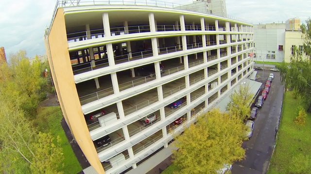 Day view: few cars parked in the multistoried parking