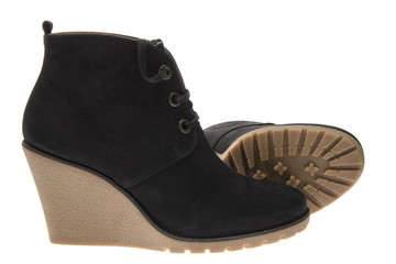 Female Black Suede Shoes. Isolated